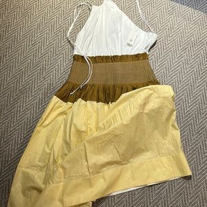 Nwt Tory Burch maxi dress. Size 14, white, brown, yellow